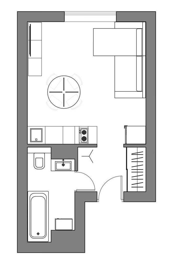 Дизайн-проект квартиры-студии 24 кв м в современном стиле