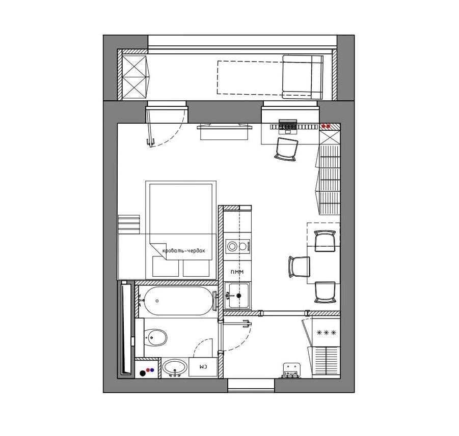 Дизайн квартиры-студии 25 кв.м.: идеи зонирования и 50 фото интерьеров