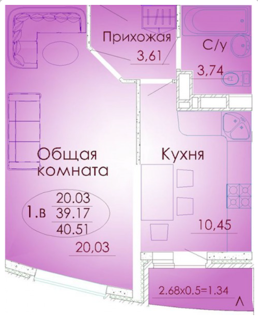 Планировка однокомнатной квартиры 41.5 кв м