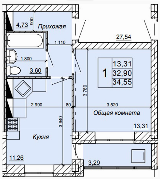 Ульяновская планировка 2 комнатная схема